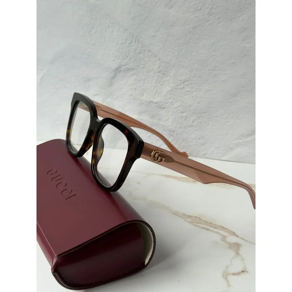 NEW Gucci GG0958O Brown Pink Square Eyeglass Frames